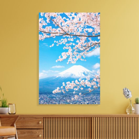 Uitzicht van de berg Fuji met Cherry Blossom Canvas Afdruk (Insitu (Woonkamer))