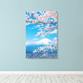 Uitzicht van de berg Fuji met Cherry Blossom Canvas Afdruk (Insitu (Houten vloer))