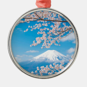 Uitzicht van de berg Fuji met Cherry Blossom Metalen Ornament