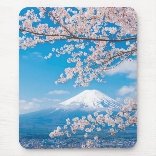 Uitzicht van de berg Fuji met Cherry Blossom Muismat (Voorkant)
