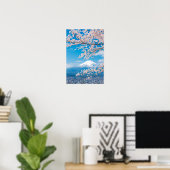 Uitzicht van de berg Fuji met Cherry Blossom Poster (Thuiskantoor)