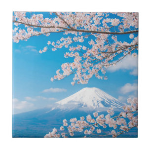 Uitzicht van de berg Fuji met Cherry Blossom Tegeltje