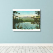 Uitzicht van de berg Katahdin, de oudste piek op M Canvas Afdruk (Insitu (Houten vloer))