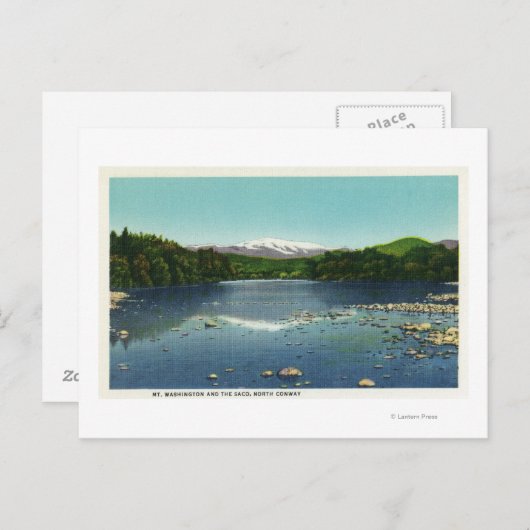 Uitzicht van de berg Washington en de Saco Briefkaart (Voorkant / Achterkant)
