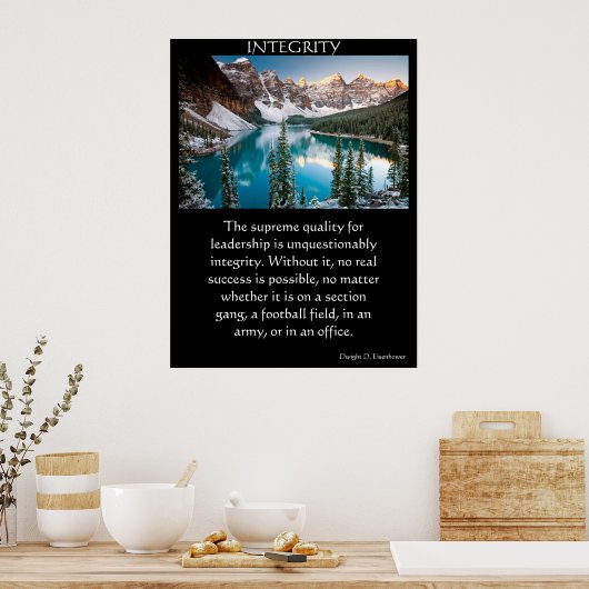 Uitzicht van de bergdal met sneeuwpoppen poster (Keuken)