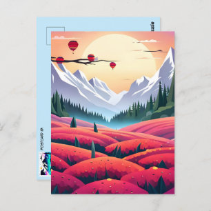 Uitzicht van de bergen, postkruising briefkaart