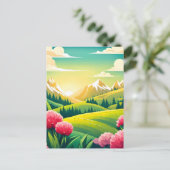 Uitzicht van de bergen, postkruising briefkaart (Staand voorkant)