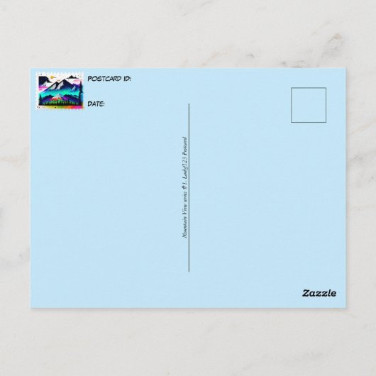 Uitzicht van de bergen, postkruising briefkaart (Achterkant)