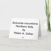 Uitzicht van de bergen van het Dolomiet in Feestdagen Kaart (Achterkant)
