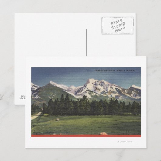 Uitzicht van de berggebieden van de missie in Mont Briefkaart (Voorkant / Achterkant)