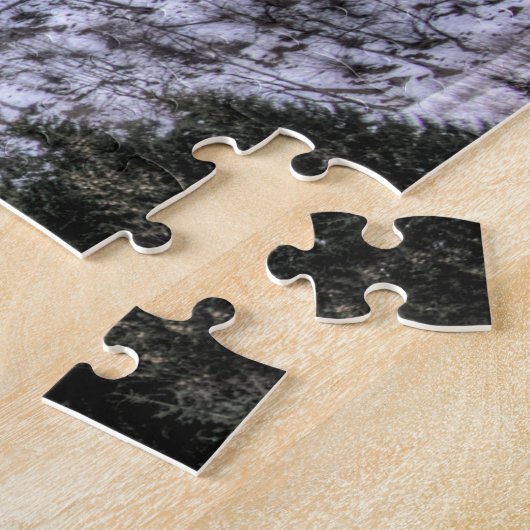 Uitzicht van de bergliften Snowy Legpuzzel (Zijkant)