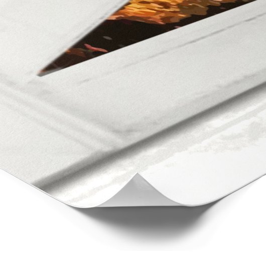 Uitzicht van de bergzondagsopstand Trompe l'oeil F Poster (Hoek)