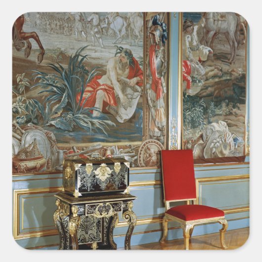 Uitzicht van de binnenkant van de derde stateroom vierkante sticker (Voorkant)