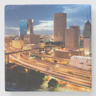 Uitzicht van de binnenstad stenen onderzetter