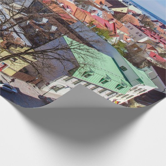 Uitzicht van de binnenstad van Tallinn Cadeaupapier (Hoek)