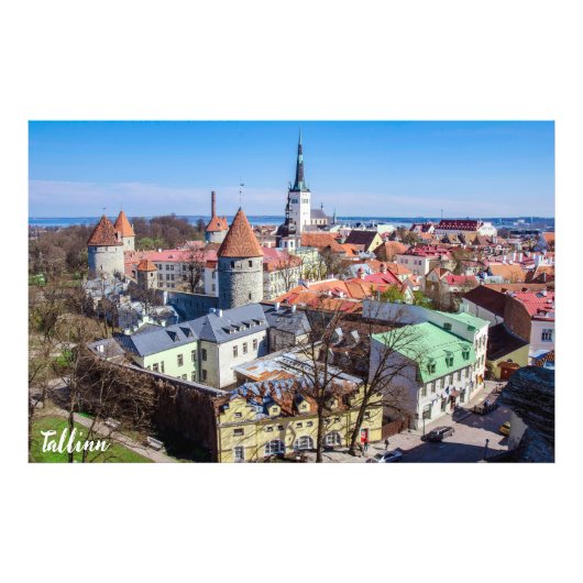 Uitzicht van de binnenstad van Tallinn Foto Afdruk (Voorkant)