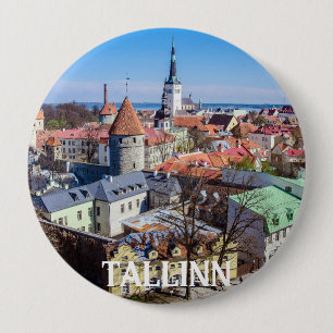 Uitzicht van de binnenstad van Tallinn in Estland Ronde Button 4,0 Cm