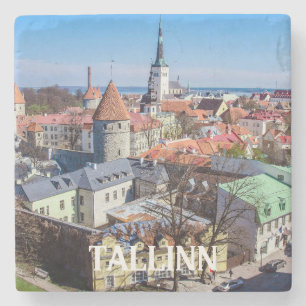 Uitzicht van de binnenstad van Tallinn in Estland Stenen Onderzetter