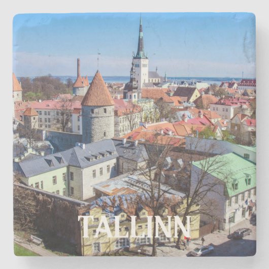 Uitzicht van de binnenstad van Tallinn in Estland Stenen Onderzetter (Voorkant)