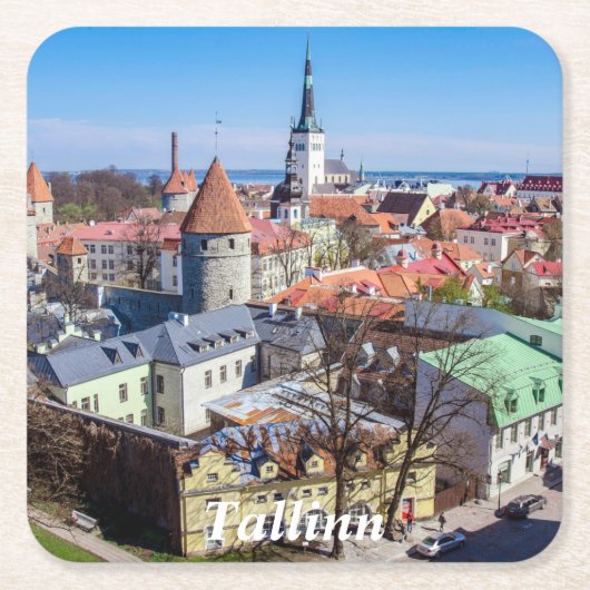 Uitzicht van de binnenstad van Tallinn Kartonnen Onderzetters (Voorkant)
