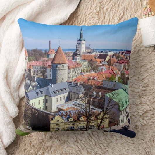 Uitzicht van de binnenstad van Tallinn Kussen (Deken)