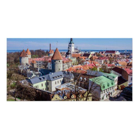 Uitzicht van de binnenstad van Tallinn Perfect Poster (Voorkant)