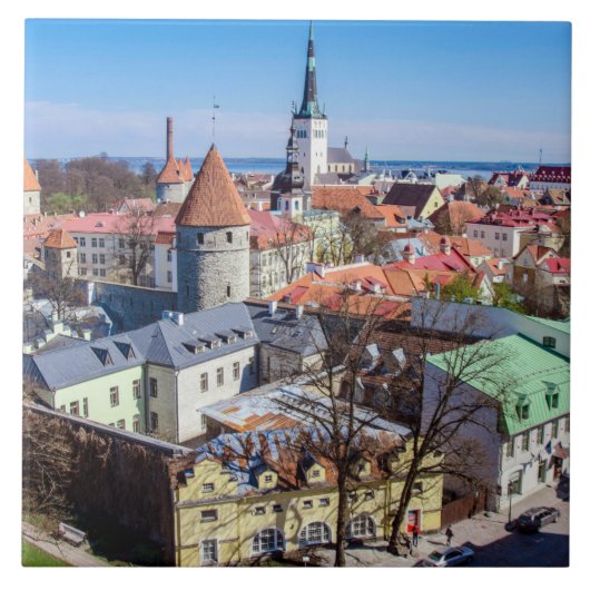 Uitzicht van de binnenstad van Tallinn Tegeltje (Voorkant)