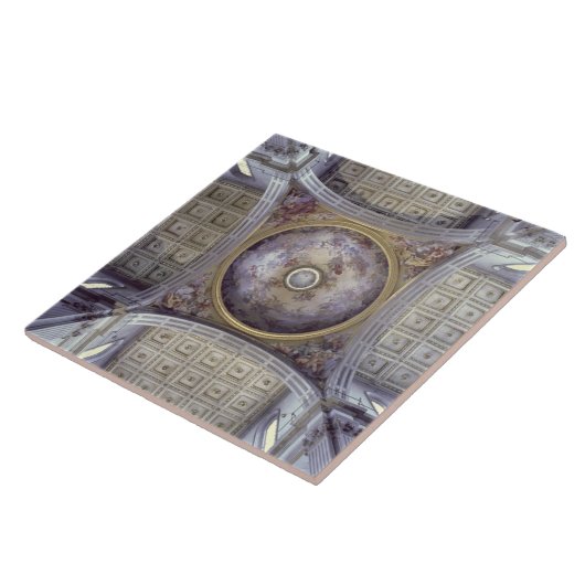 Uitzicht van de binnenzijde van de cupola, ingebou tegeltje (Zijkant)