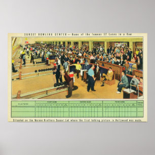 Uitzicht van de binnenzijde van het Sunset Bowling Poster