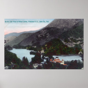 Uitzicht van de blauwe meren, CA Poster