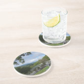 Uitzicht van de blauwe schijf zandsteen onderzetter (Zijkant)