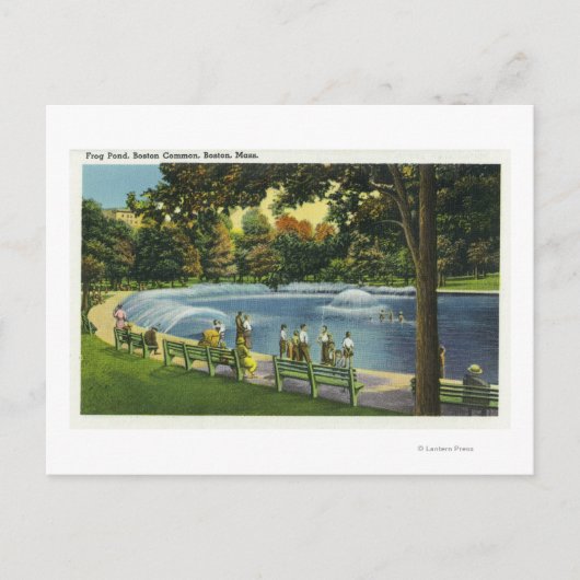 Uitzicht van de Boston Common Frog Pond Briefkaart (Voorkant)