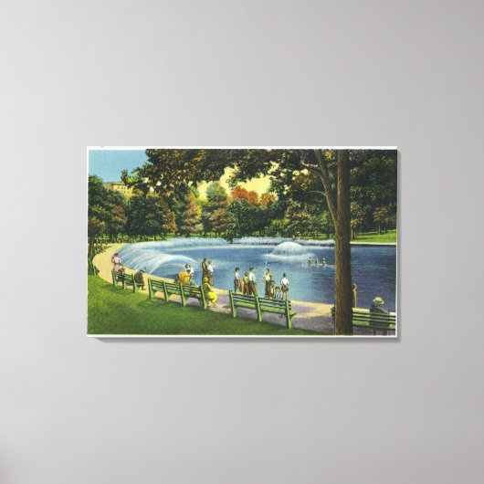 Uitzicht van de Boston Common Frog Pond Canvas Afdruk (Voorkant)