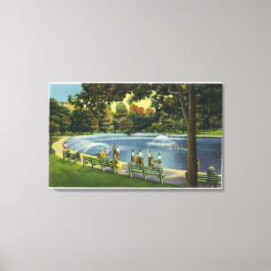 Uitzicht van de Boston Common Frog Pond Canvas Afdruk