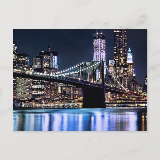 Uitzicht van de Brooklyn bridge-reflectie in New Y Briefkaart (Voorkant)