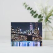 Uitzicht van de Brooklyn bridge-reflectie in New Y Briefkaart (Staand voorkant)