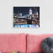 Uitzicht van de Brooklyn bridge-reflectie in New Y Canvas Afdruk (Insitu (Woonkamer))
