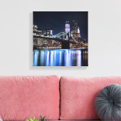 Uitzicht van de Brooklyn bridge-reflectie in New Y Canvas Afdruk (Insitu (Woonkamer))