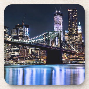 Uitzicht van de Brooklyn bridge-reflectie in New Y Drankjes Onderzetter