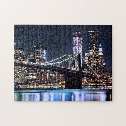 Uitzicht van de Brooklyn bridge-reflectie in New Y Legpuzzel (Horizontaal)
