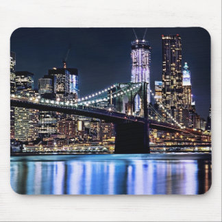 Uitzicht van de Brooklyn bridge-reflectie in New Y Muismat