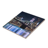 Uitzicht van de Brooklyn bridge-reflectie in New Y Tegeltje (Zijkant)