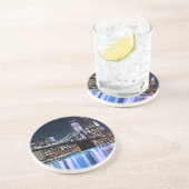 Uitzicht van de Brooklyn bridge-reflectie in New Y Zandsteen Onderzetter (Zijkant)