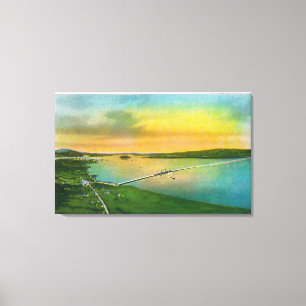 Uitzicht van de Brug naar Hayward, CA Canvas Afdruk