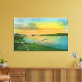 Uitzicht van de Brug naar Hayward, CA Canvas Afdruk (Insitu (Woonkamer))