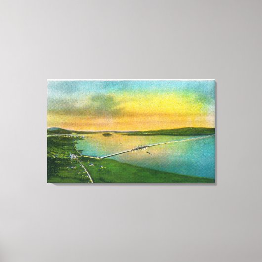 Uitzicht van de Brug naar Hayward, CA Canvas Afdruk (Voorkant)