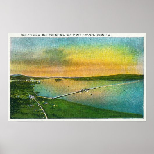 Uitzicht van de Brug naar Hayward, CA Poster (Voorkant)