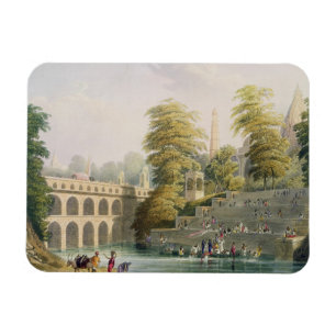 Uitzicht van de brug nabij Baroda in Guzerat, van  Magneet