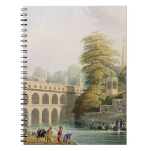 Uitzicht van de brug nabij Baroda in Guzerat, van Notitieboek