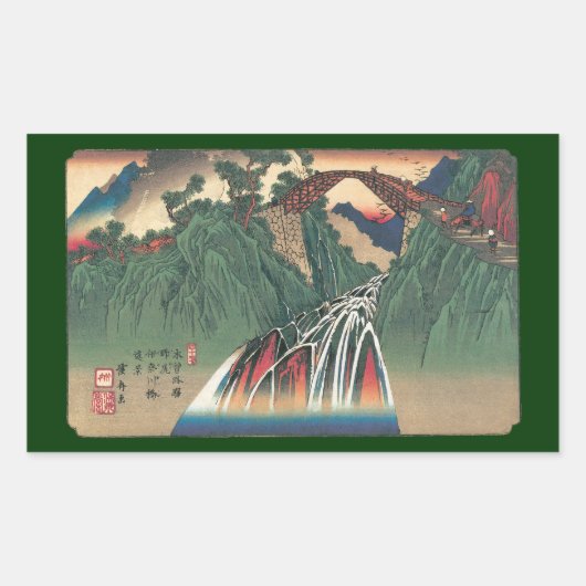 Uitzicht van de brug over de rivier de Ina, Nojiri Rechthoekige Sticker (Voorkant)